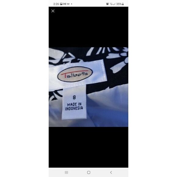 TALBOTS Womens Black and white linen floral print Flared bottom midi dress Sz 8 - Picture 6 of 7